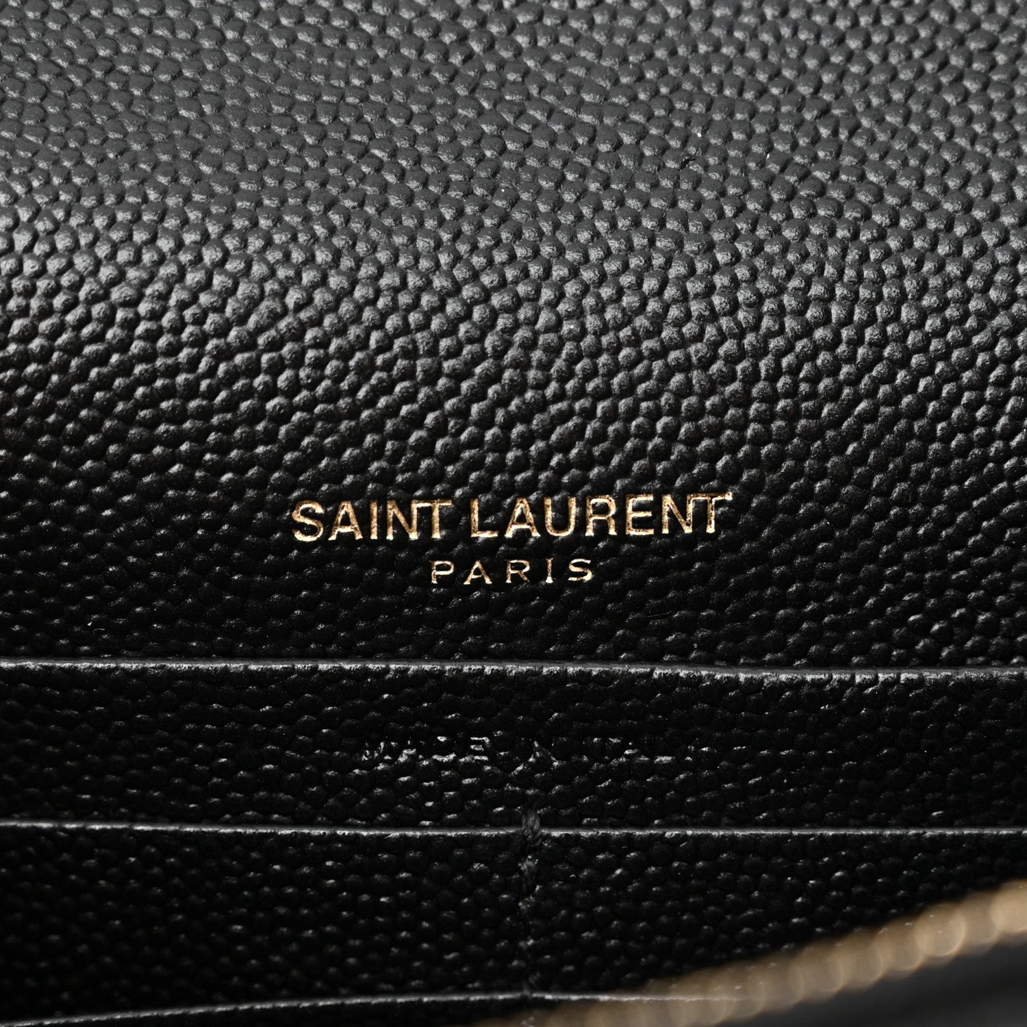 Saint Laurent Grain De Poudre Matelasse Chevron Monogram Envelope Chain Wallet Black 6 of 13