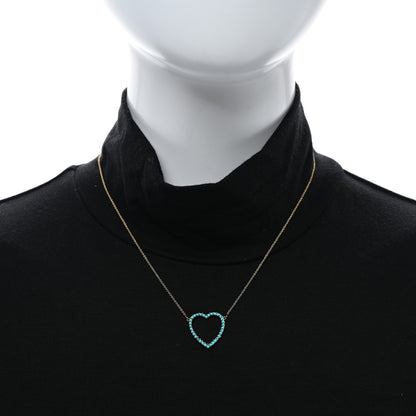 Jennifer Meyer 18K Yellow Gold Turquoise Open Heart Pendant Necklace 2 of 4