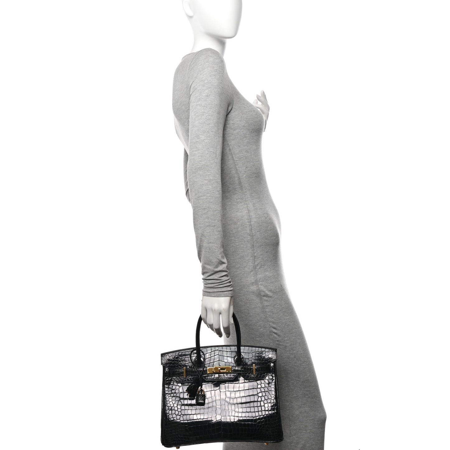 Shiny Porosus Crocodile Birkin 30 Black