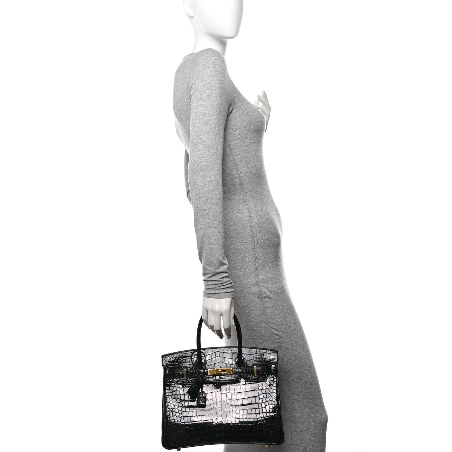 Hermes Shiny Porosus Crocodile Birkin 30 Black 2 of 11