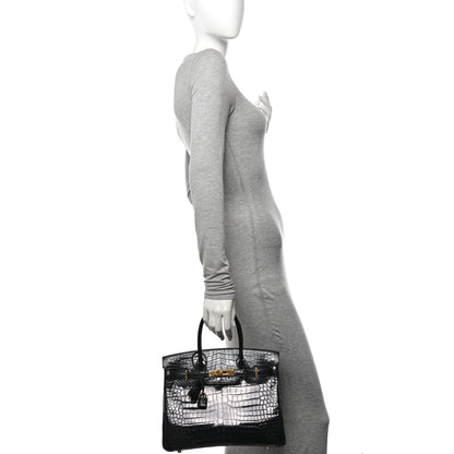 Hermes Shiny Porosus Crocodile Birkin 30 Black 2 of 11