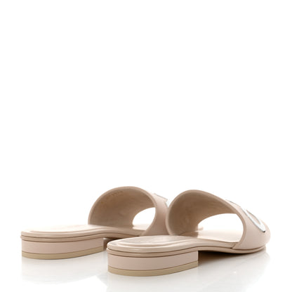Chanel Calfskin Patent Calfskin Logo Mules 37 Beige 4 of 9