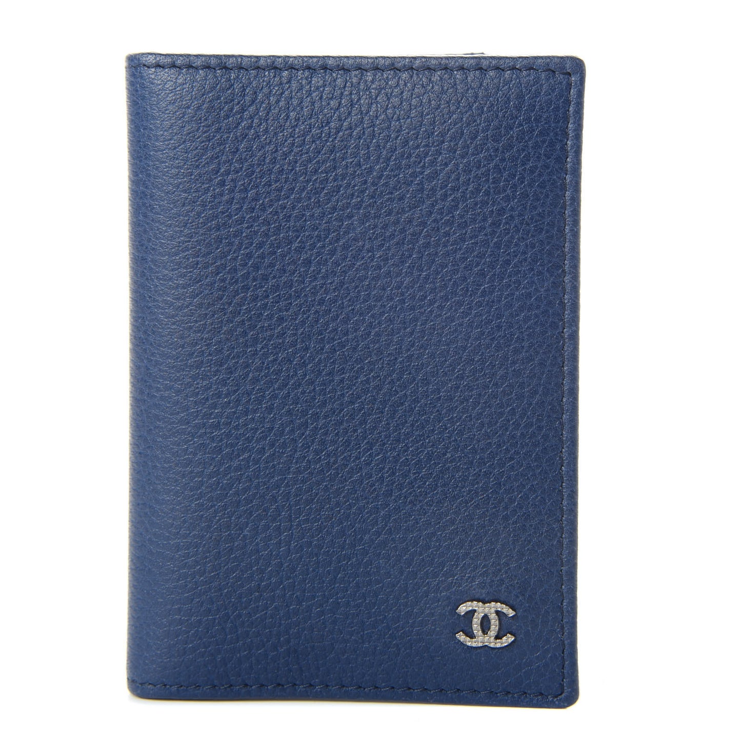 Grained Calfskin Brilliant Card Holder Blue