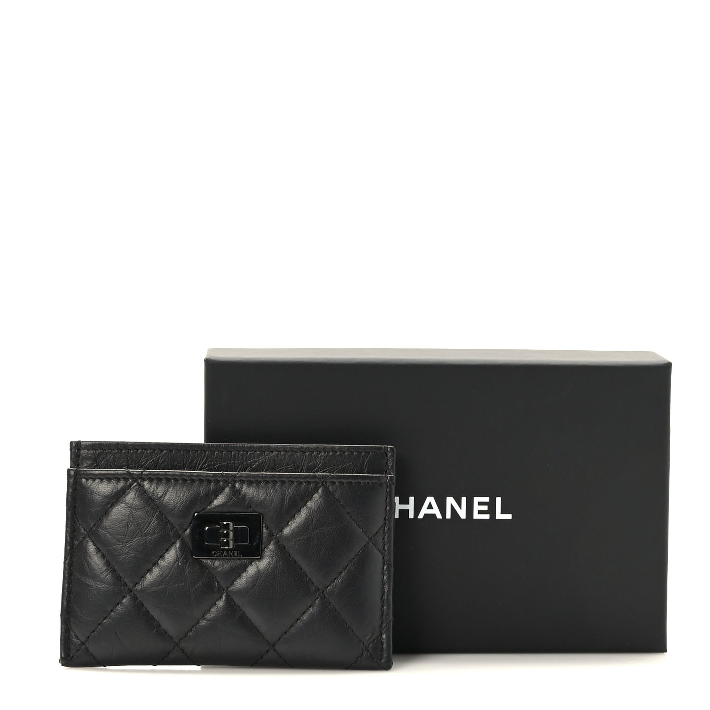 Aged Calfskin Quilted Reissue Card Holder So Black
