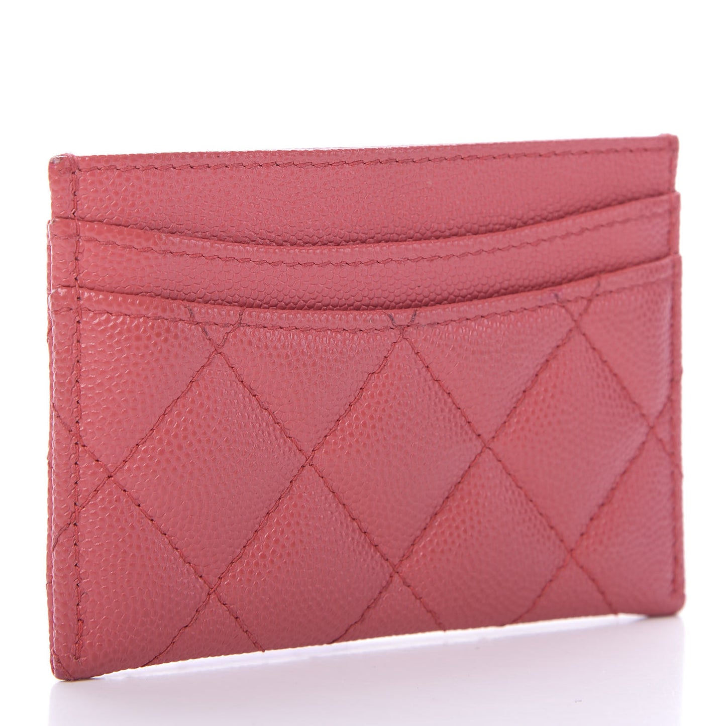 Caviar Quilted Card Holder Pink