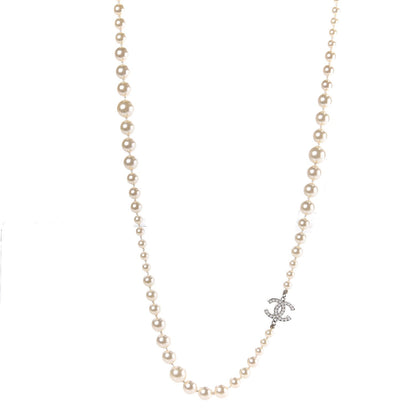 Chanel Pearl CC Long Necklace Silver 1 of 4