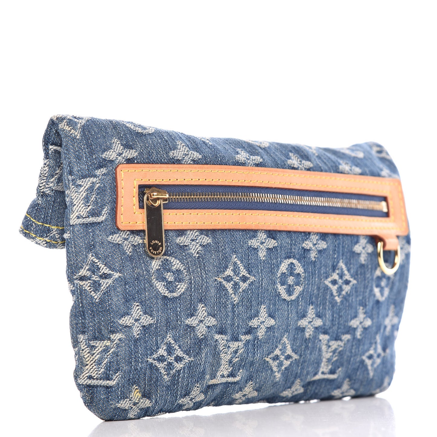 Monogram Denim Pochette Plat Clutch Blue