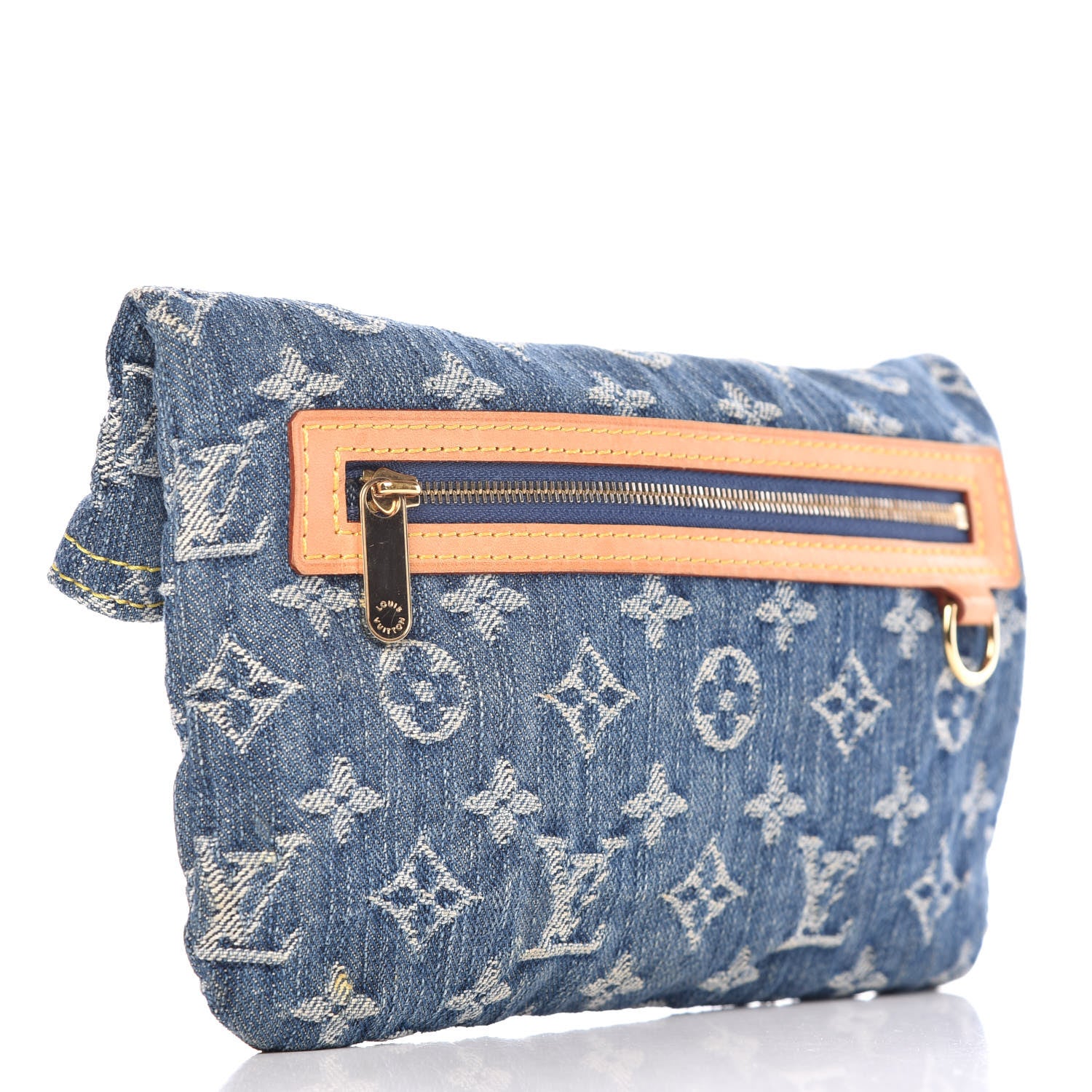 Louis Vuitton Monogram Denim Pochette Plat Clutch Blue 3 of 6