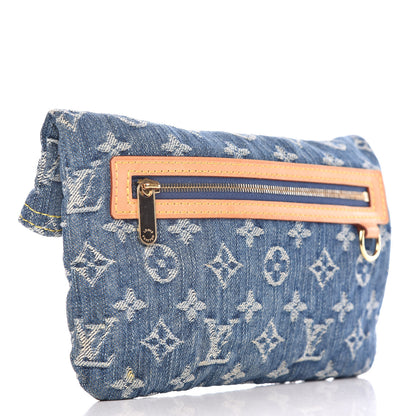 Louis Vuitton Monogram Denim Pochette Plat Clutch Blue 3 of 6