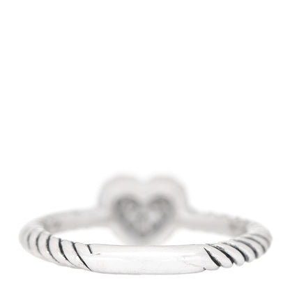 David Yurman Sterling Silver Diamond Cable Classics Heart Ring 52 6 3 of 5