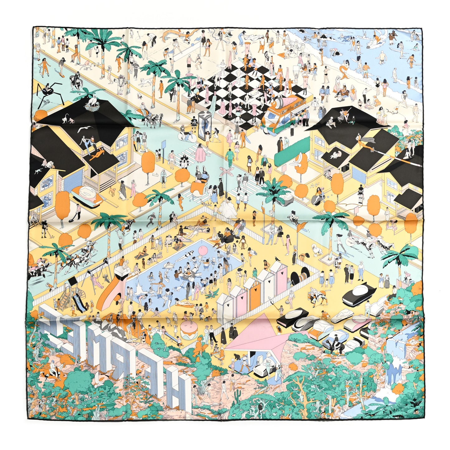 Silk On The Beach Scarf 90 Creme Menthol Ebene