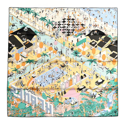 Hermes Silk On The Beach Scarf 90 Creme Menthol Ebene 1 of 4