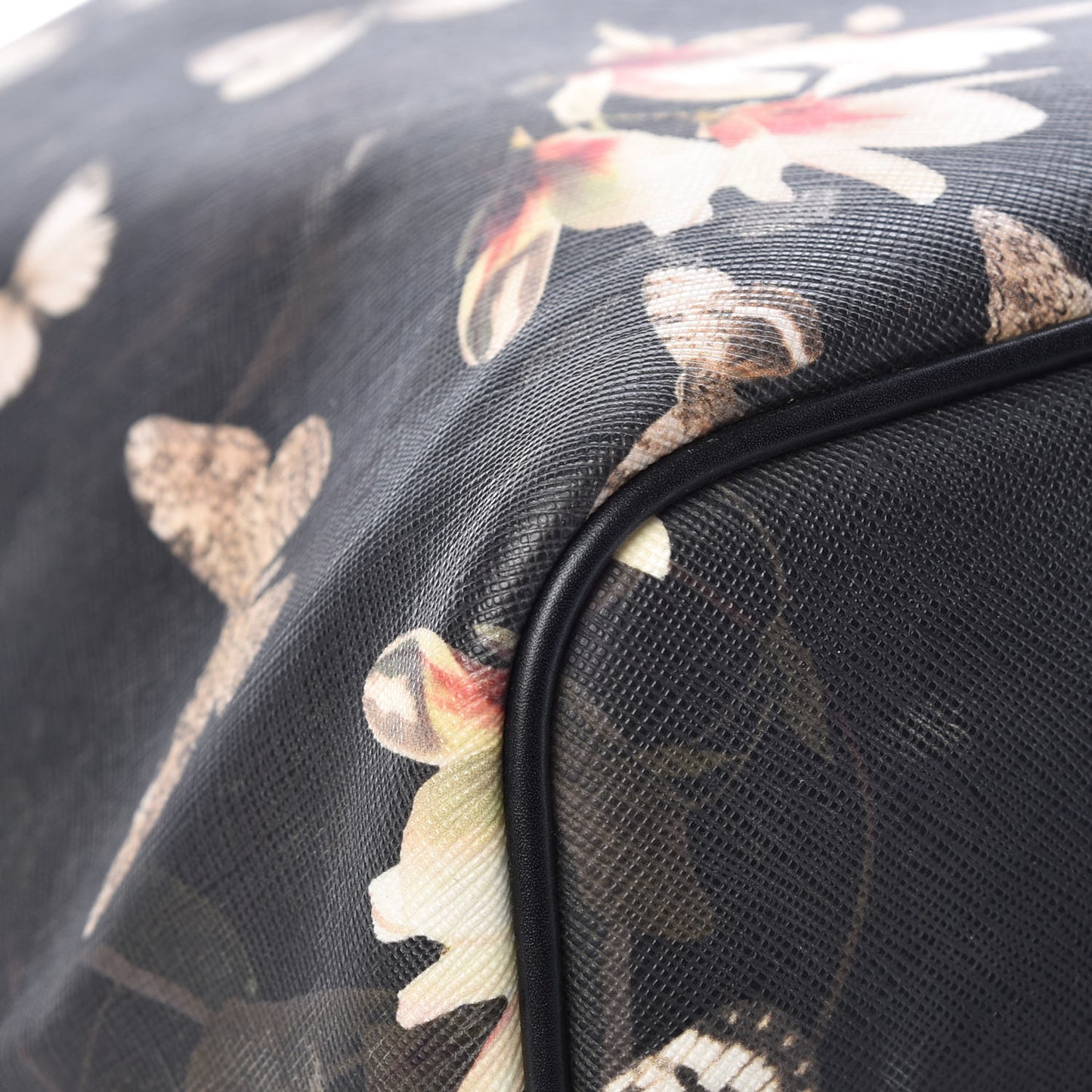 Textured Coated Canvas Magnolia and Moth Print Large Antigona Tote