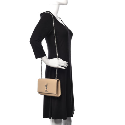 Saint Laurent Grain De Poudre Small Monogram Kate Satchel Nude Powder 2 of 14