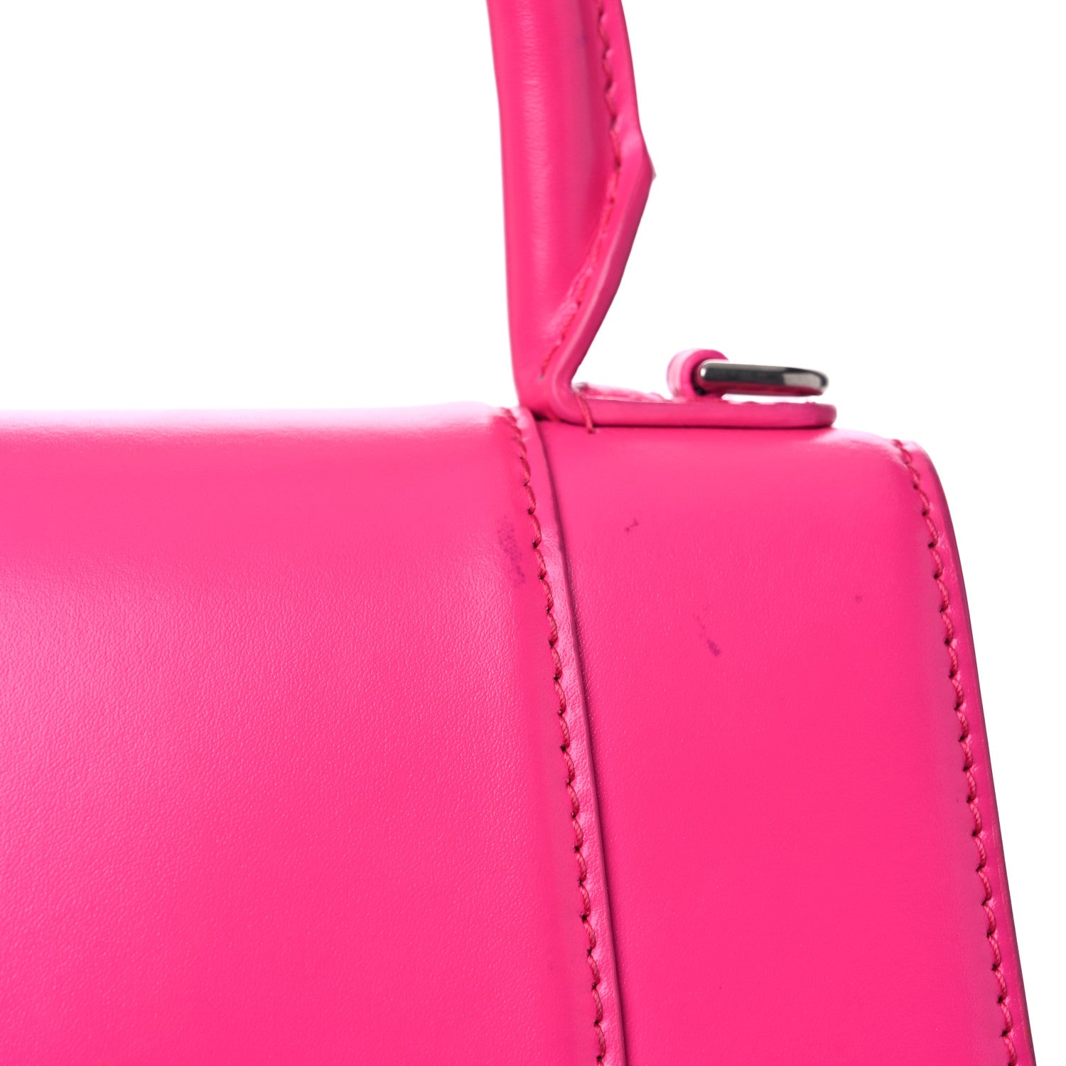 Balenciaga Shiny Box Calfskin Tonal B Hourglass Top Handle Bag XS Fuchsia 12 of 18