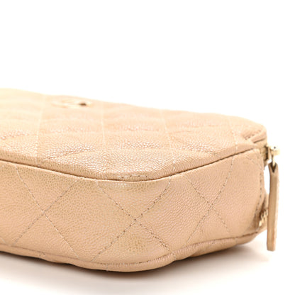 Chanel Iridescent Caviar Quilted Small Clutch With Chain Beige 13 of 16