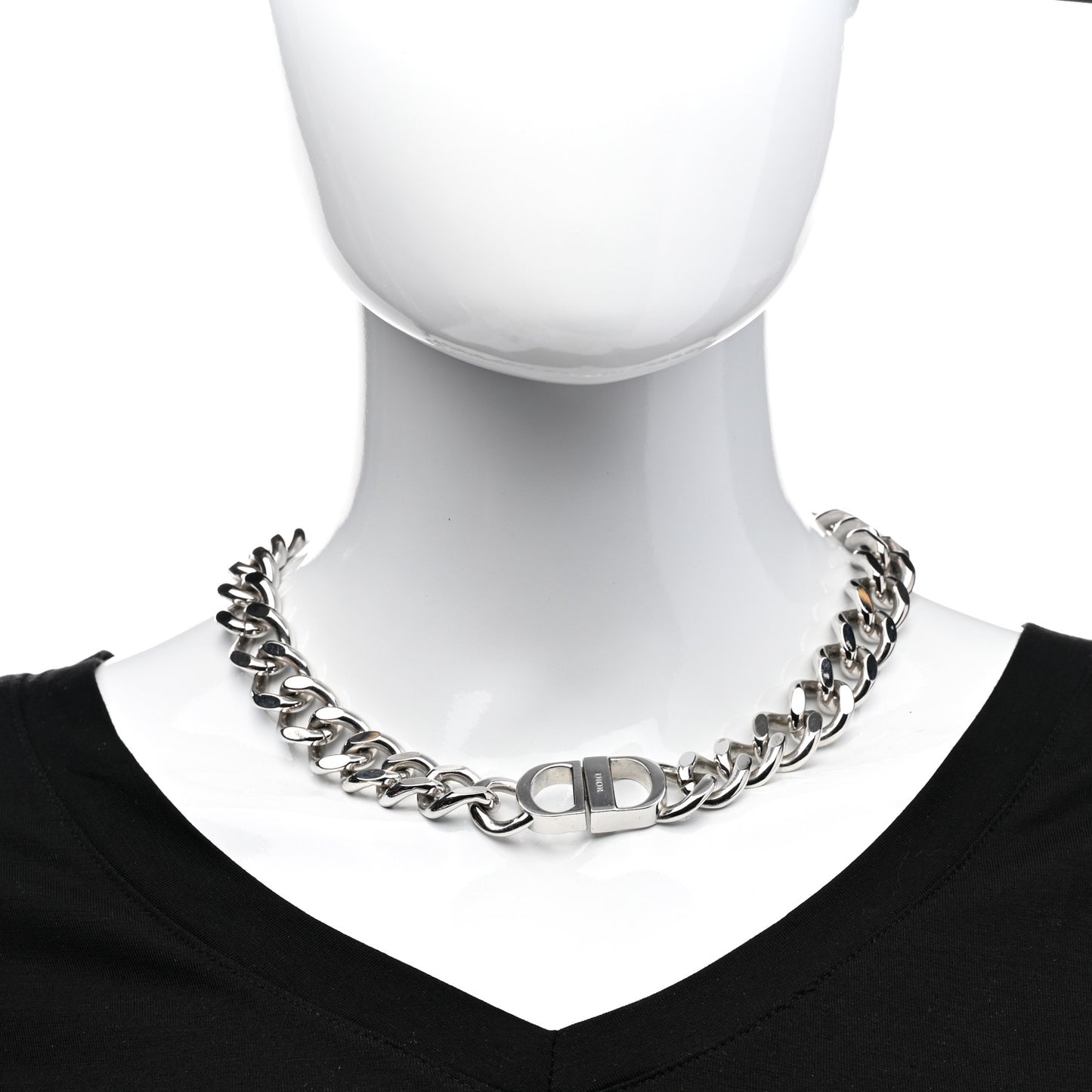 Brass CD Icon Chain Link Necklace Silver