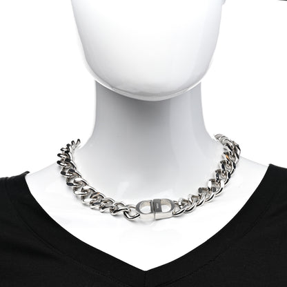 Christian Dior Brass CD Icon Chain Link Necklace Silver 2 of 5