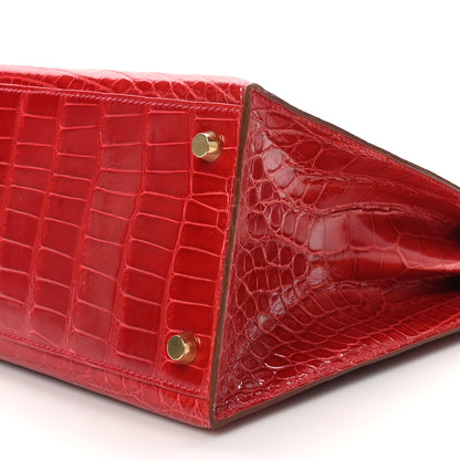 Hermes Shiny Alligator Kelly Sellier 32 Rouge Vif 10 of 10