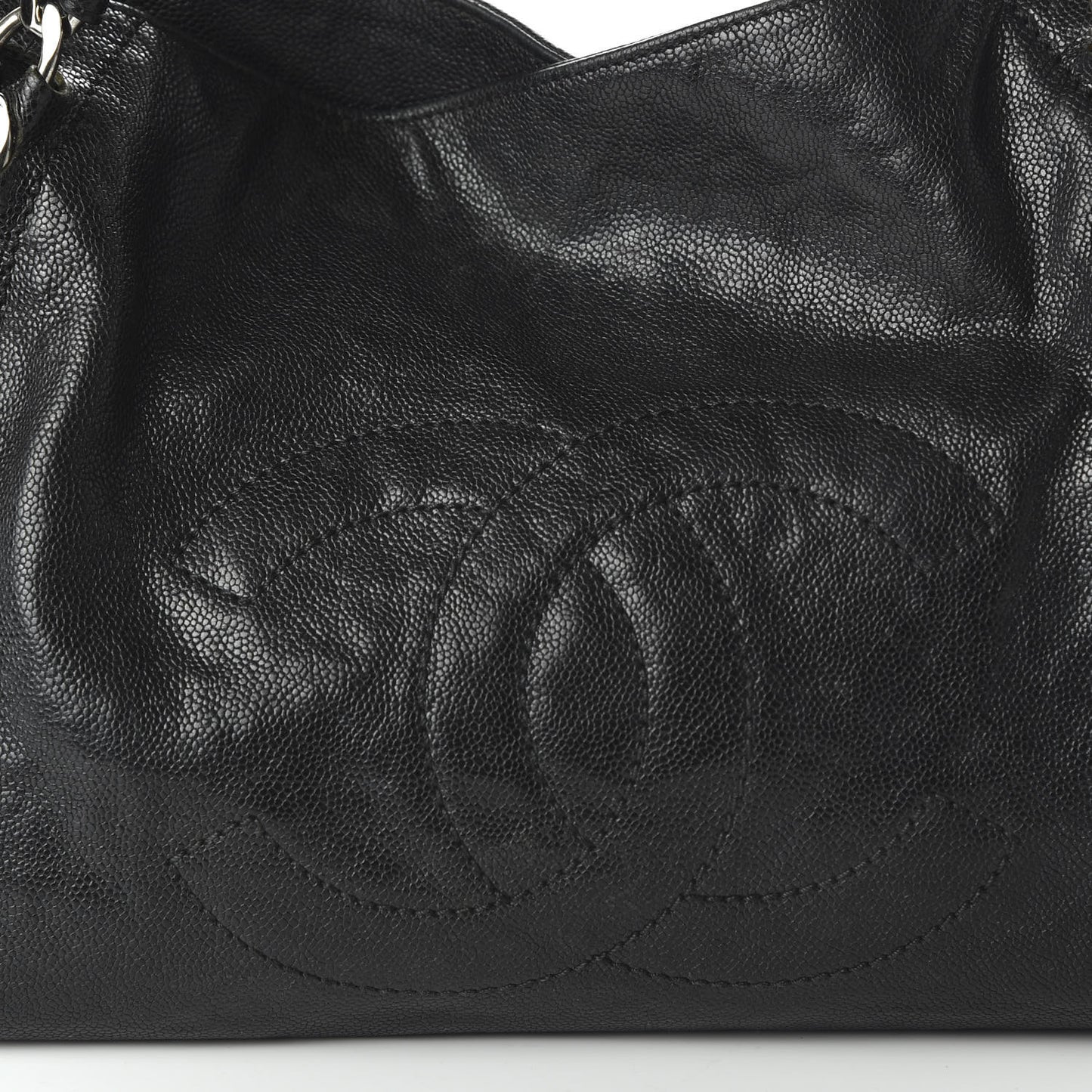 Glazed Caviar East West Modern Chain Tote Black