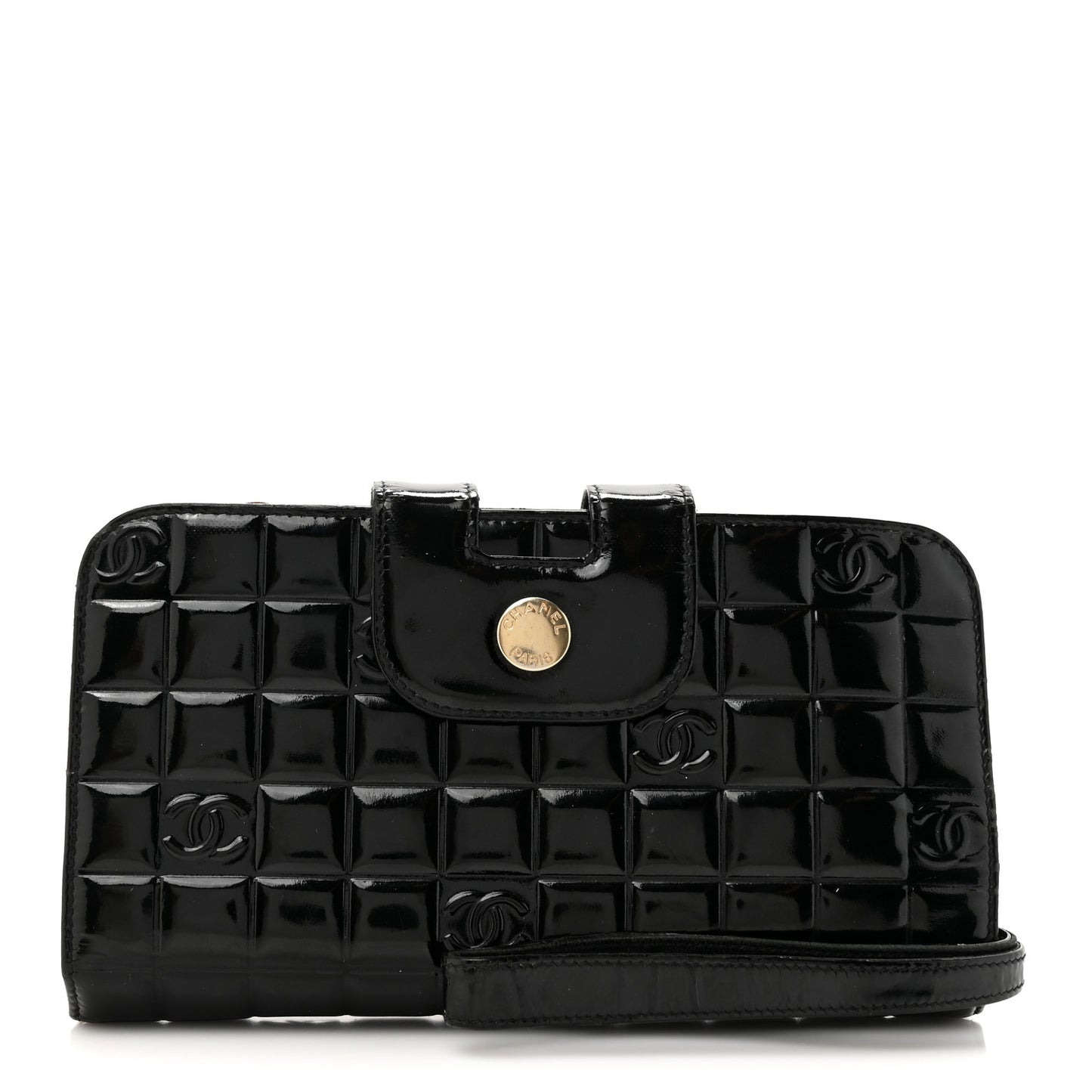 Patent Chocolate Bar Wristlet Wallet Black