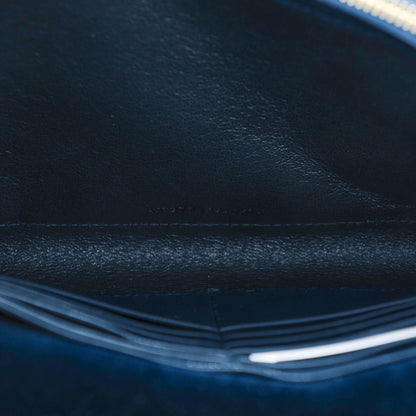 Saint Laurent Velvet Monogram Chain Wallet Navy Blue 8 of 8