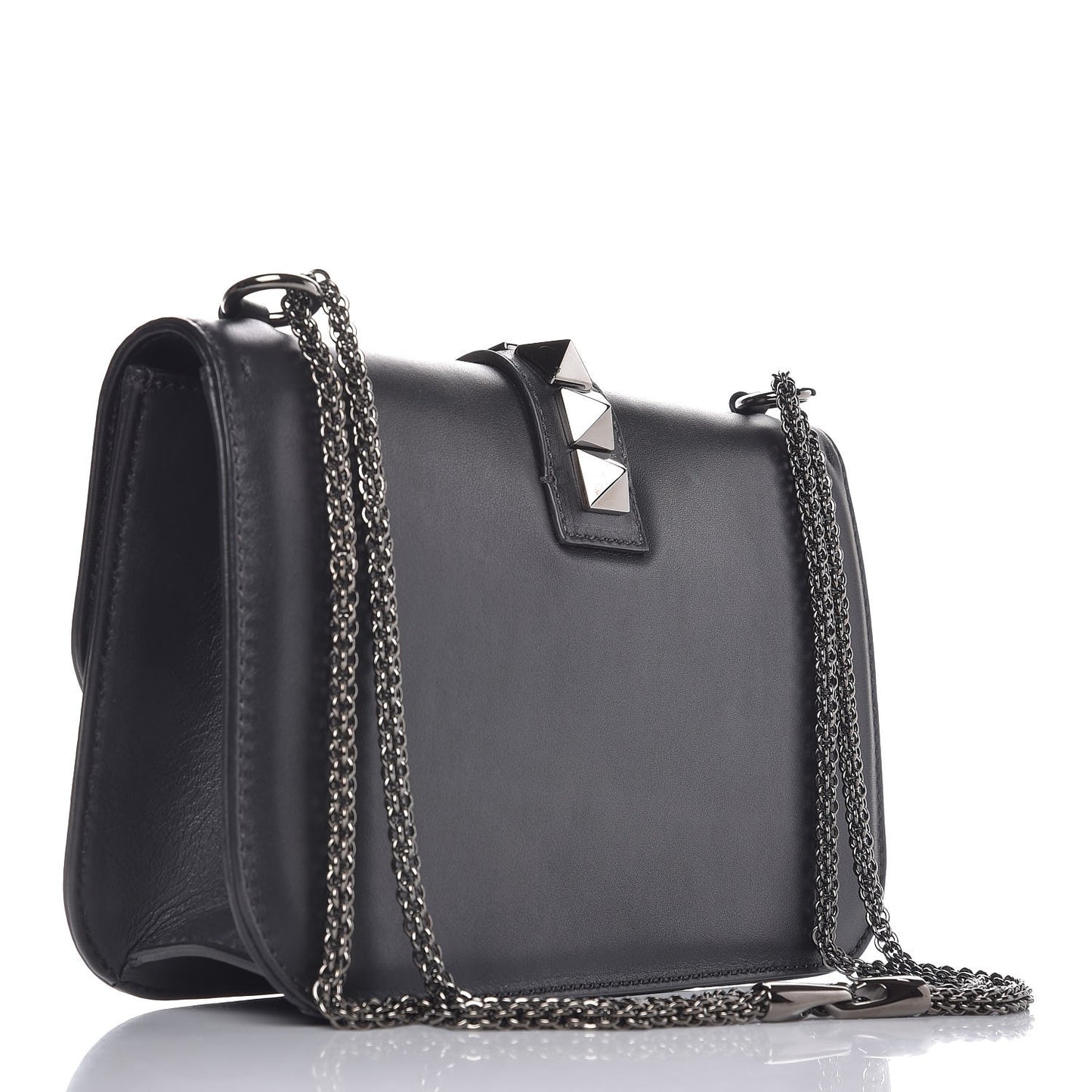 Vitello Medium Glam Lock Rockstud Flap Black