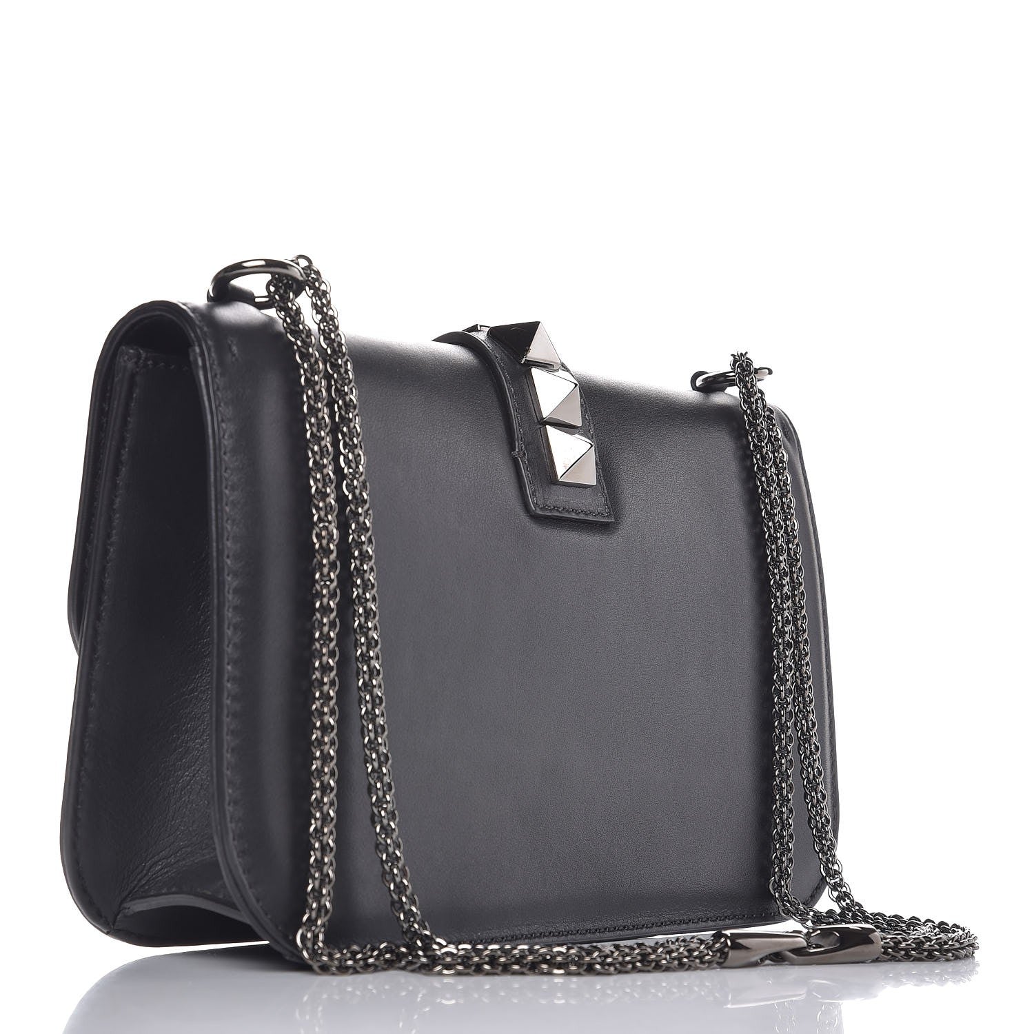 Valentino Garavani Vitello Medium Glam Lock Rockstud Flap Black 3 of 7