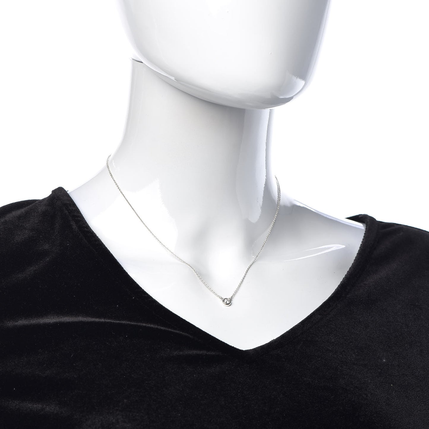 Sterling Silver Diamond .17ct Elsa Peretti Diamonds by the Yard Pendant Necklace
