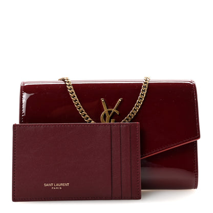 Saint Laurent Patent Uptown Chain Wallet Red Grenat 3 of 11