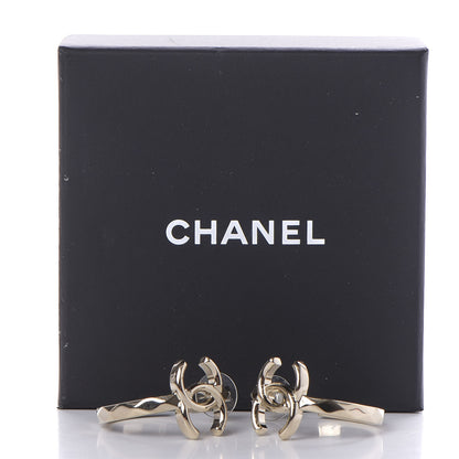 Chanel Metal Textured CC Hoop Earrings Gold 4 of 4