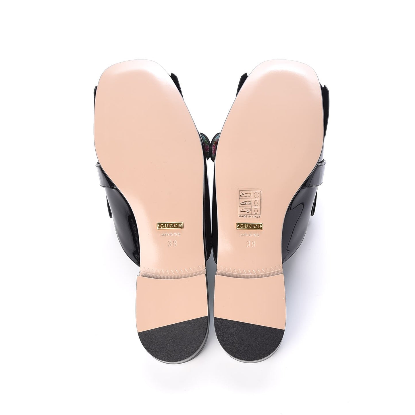 Vernice Crystal Enamel GG Marmont Fringe Slippers 38 Black