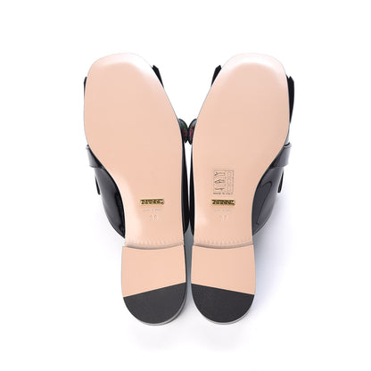 Gucci Vernice Crystal Enamel GG Marmont Fringe Slippers 38 Black 5 of 9