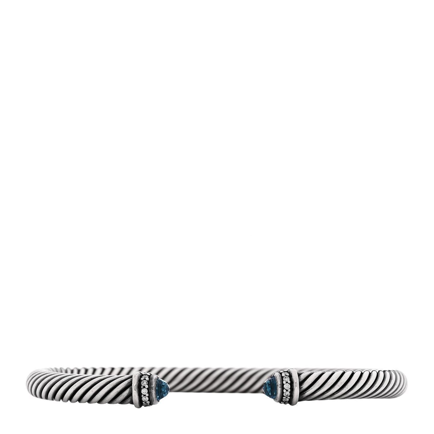 Sterling Silver Diamond Blue Topaz 5mm Cable Classics Bracelet
