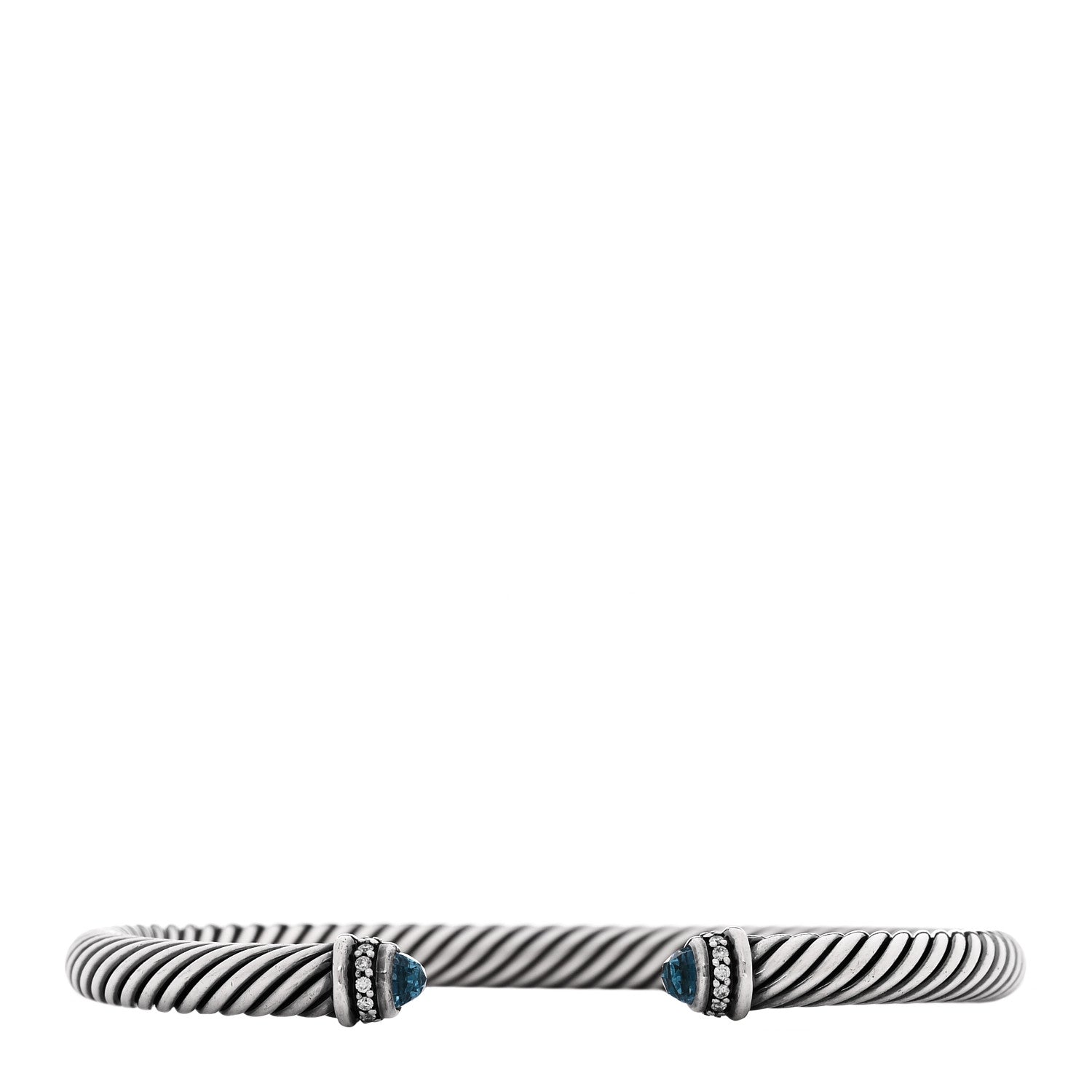 David Yurman Sterling Silver Diamond Blue Topaz 5mm Cable Classics Bracelet 1 of 3
