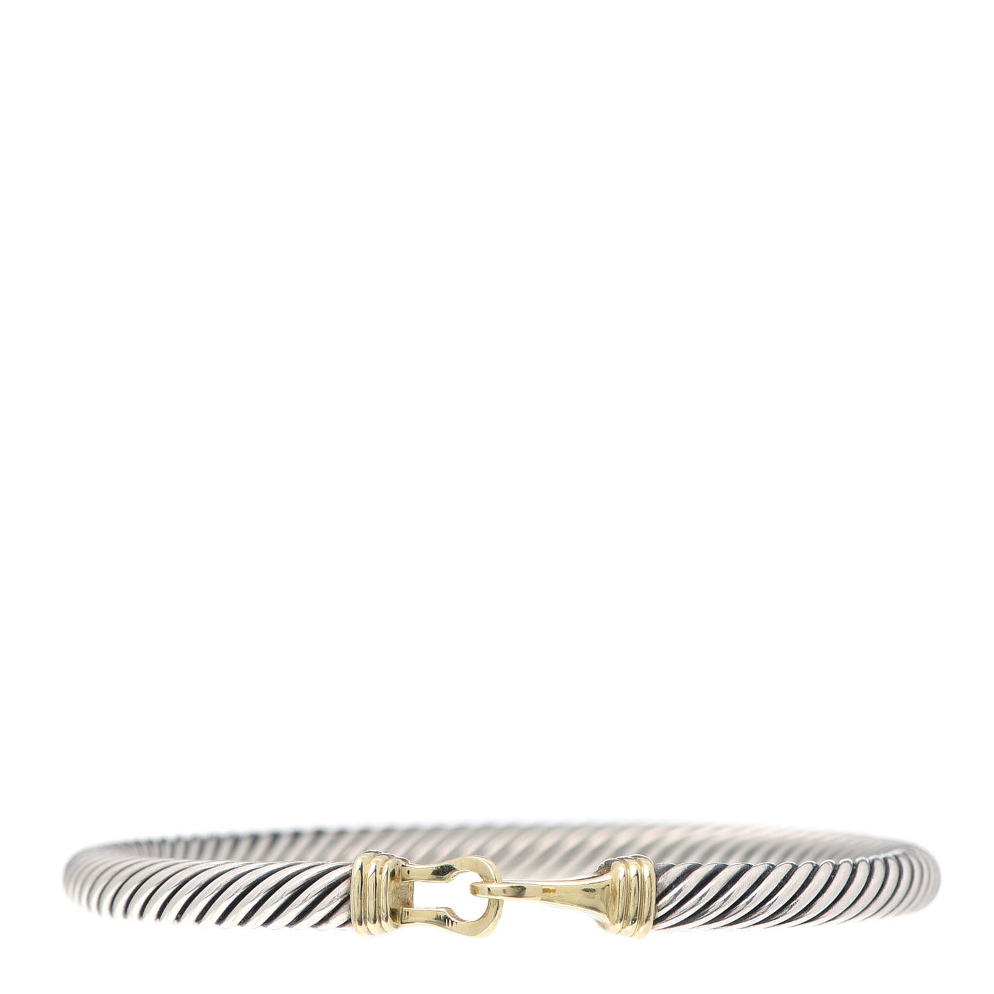 Sterling Silver 14K Yellow Gold 5mm Cable Classic Buckle Bracelet