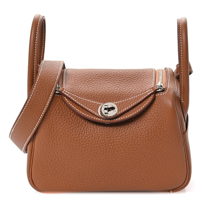 Hermes Taurillon Clemence Mini Lindy 20 Gold 1 of 10