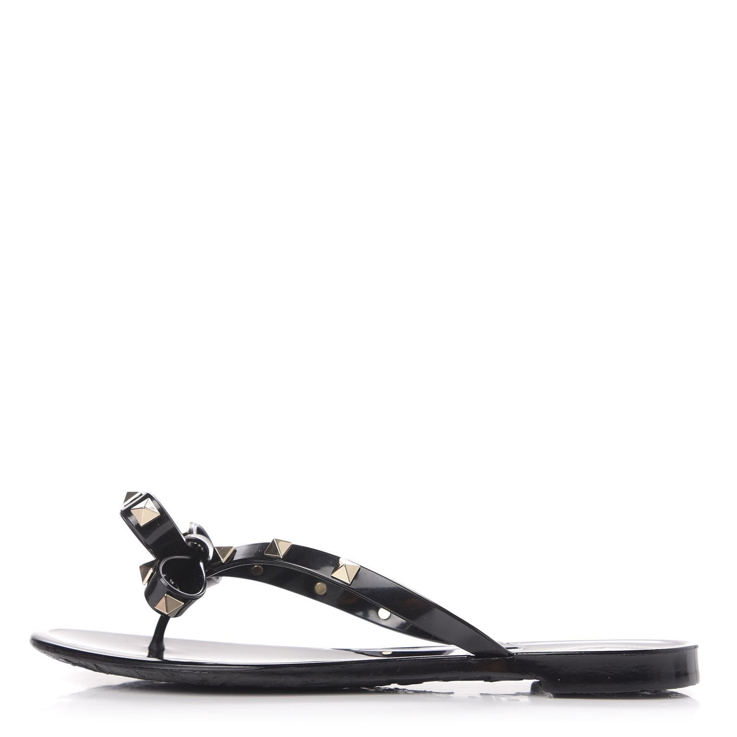 PVC Jelly Rockstud Bow Thong Sandals 37 Black