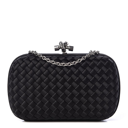 Bottega Veneta Satin Intreccio Impero Chain Knot Clutch Black 1 of 10