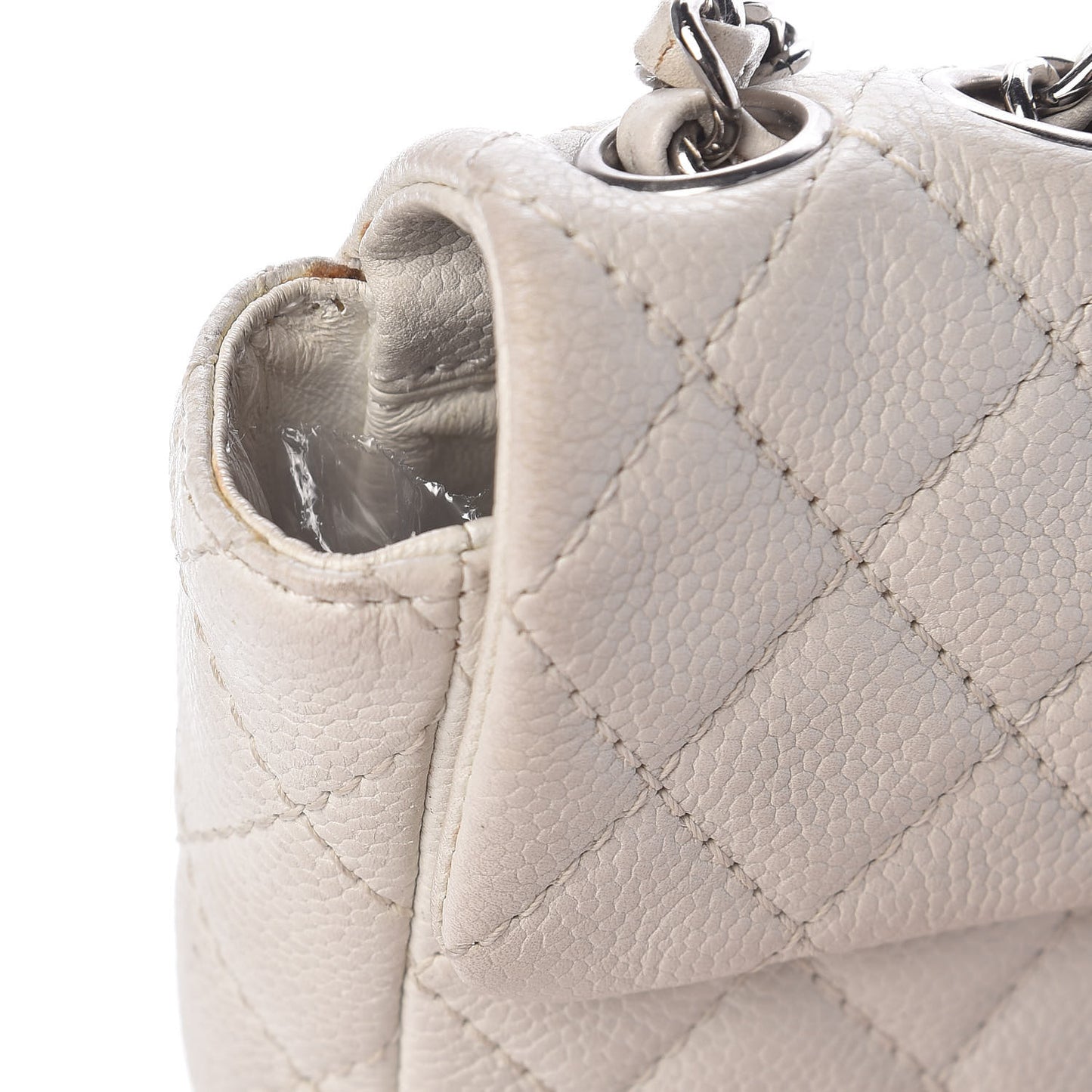 Soft Caviar Quilted East West Flap White