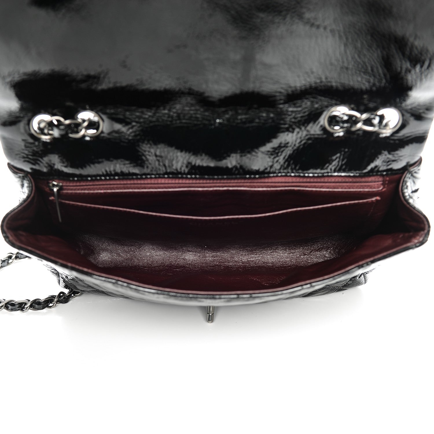 Chanel Distressed Patent Quilted Jumbo Single Flap Black 5 of 7