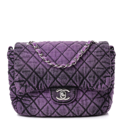 Chanel Washed Denim Quilted Small Denimpression Flap Violet Purple Black 1 of 10