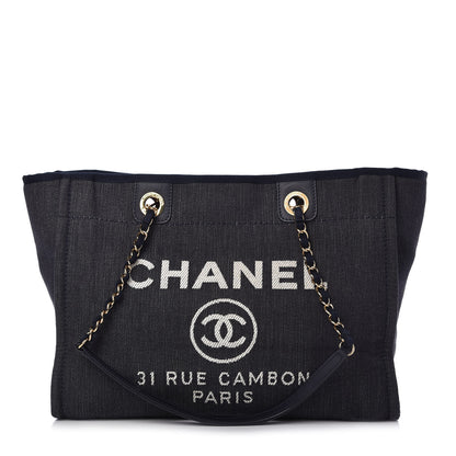 Chanel Denim Small Deauville Tote Dark Blue 1 of 10