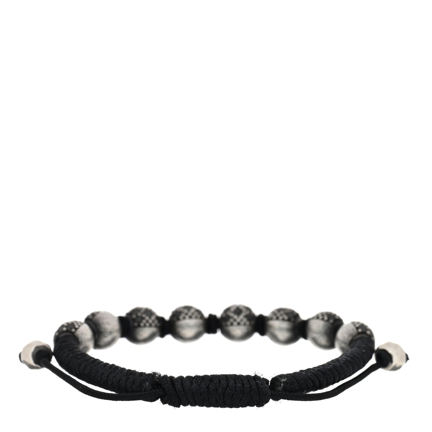 Sterling Silver Black Diamonds Nylon Fortune Woven Bracelet Black