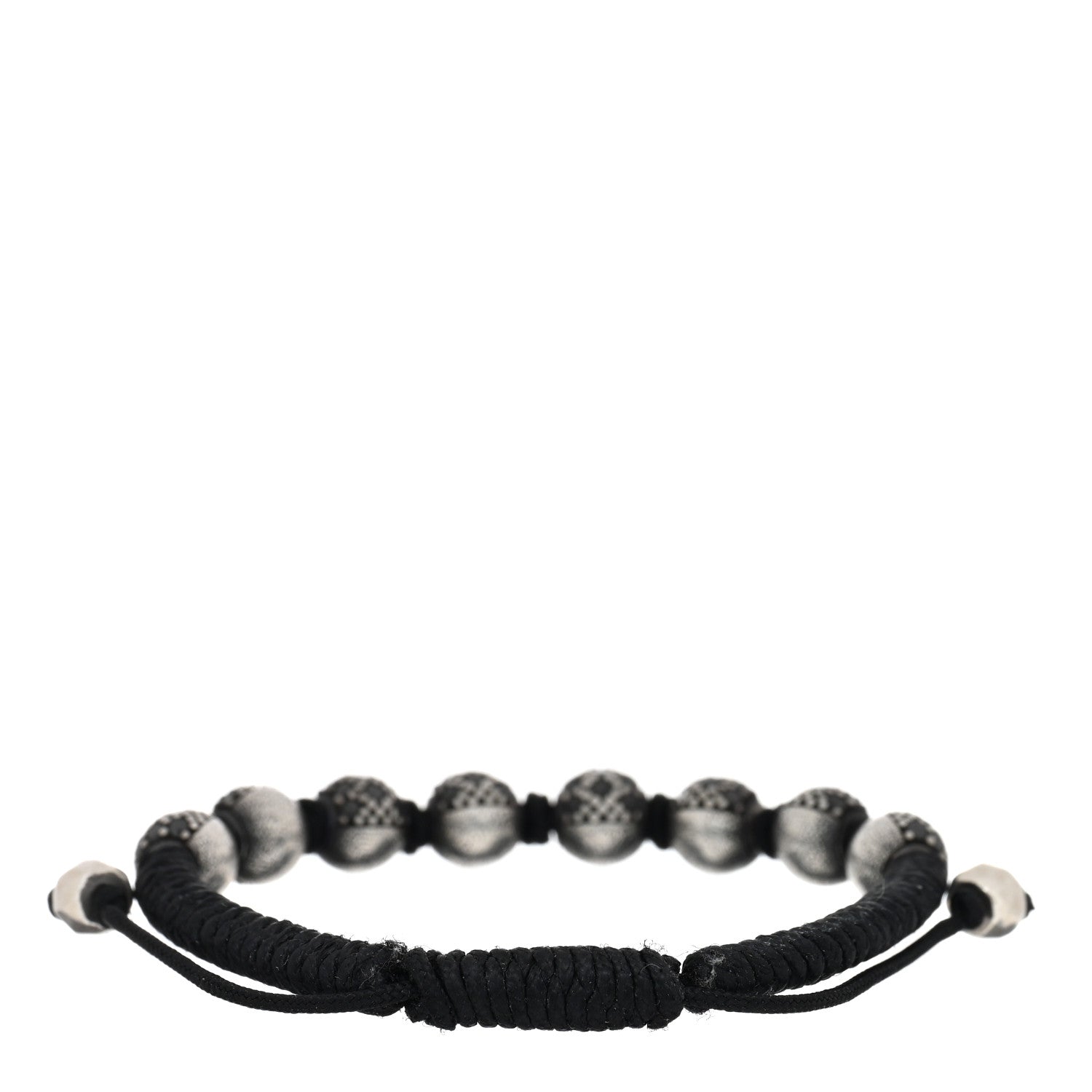 David Yurman Sterling Silver Black Diamonds Nylon Fortune Woven Bracelet Black 2 of 3