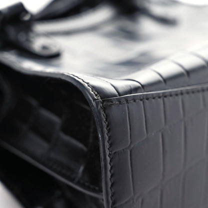 Balenciaga Semi Shiny Calfskin Crocodile Embossed Neo Classic Black Hardware Mini City Black 7 of 17