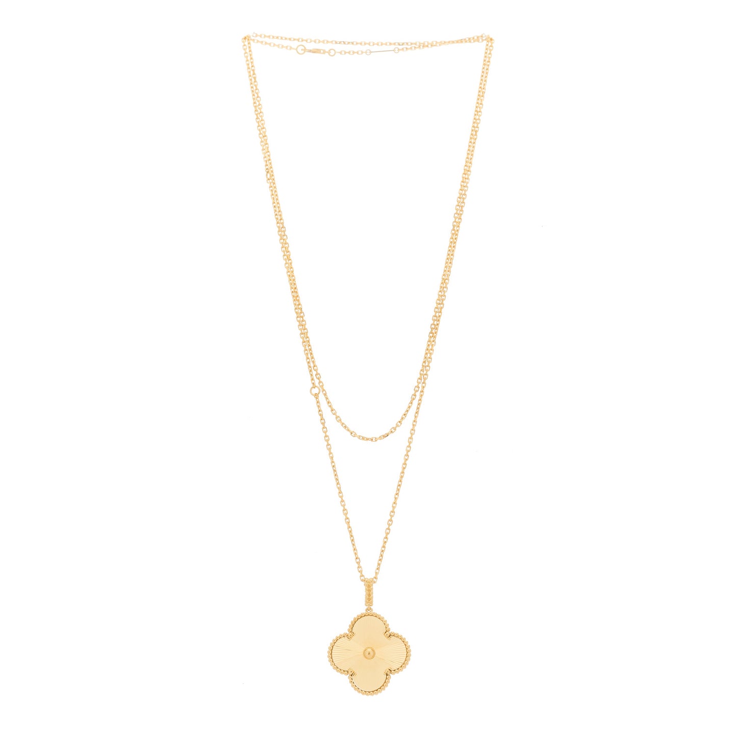 18K Yellow Gold Guilloche Magic Alhambra Long Necklace