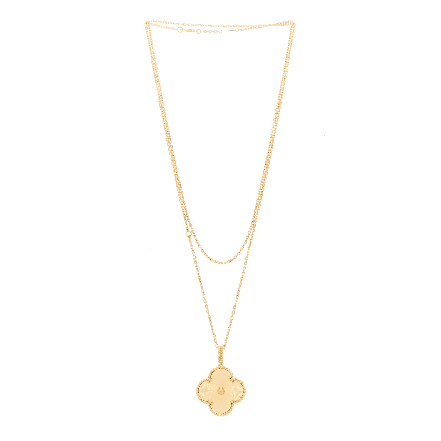 Van Cleef & Arpels 18K Yellow Gold Guilloche Magic Alhambra Long Necklace 3 of 5
