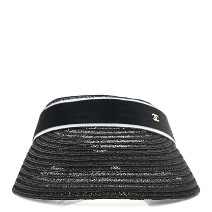 Chanel Abaca Cotton Ribbon Visor M Black 3 of 9