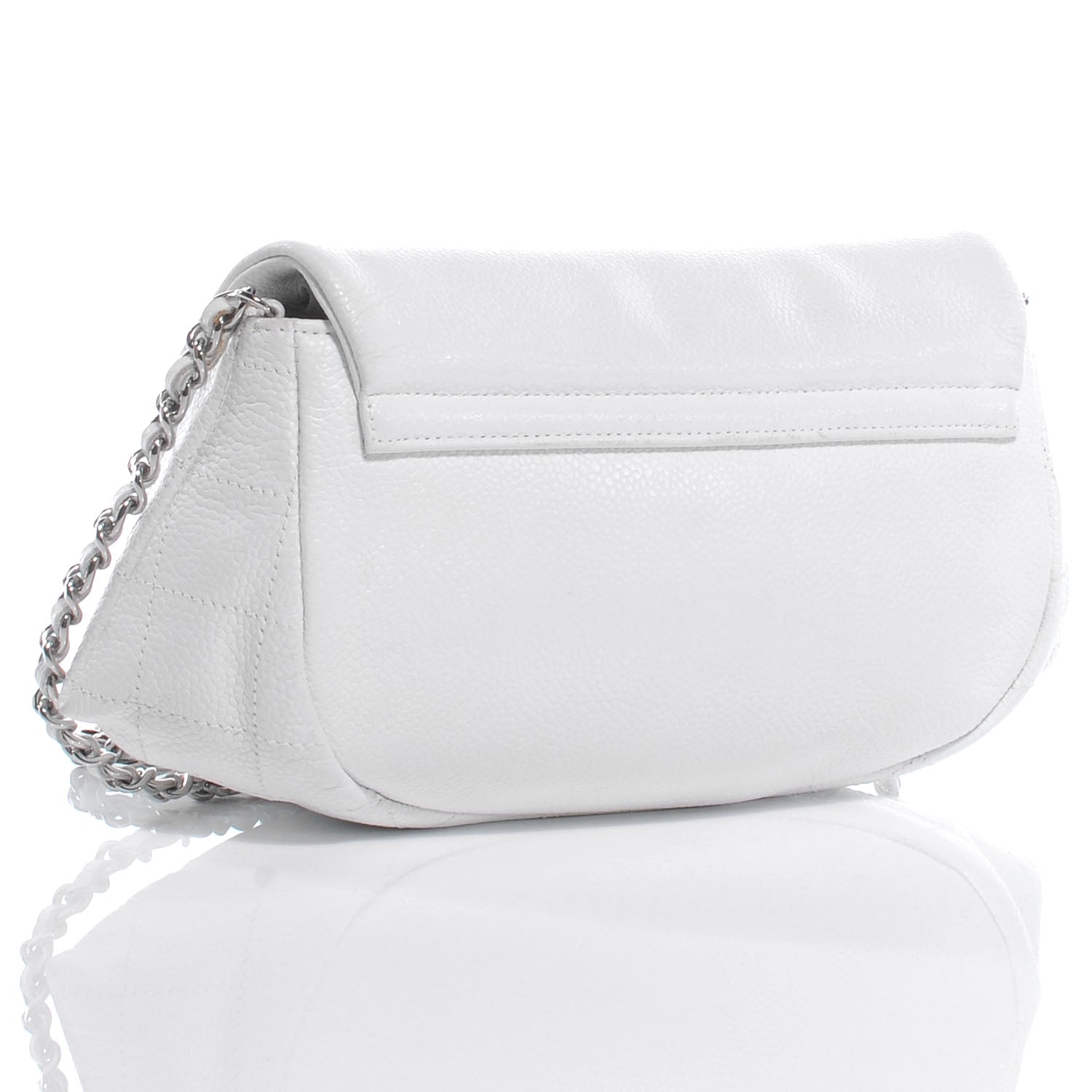 Chanel Caviar Half Moon Wallet On Chain WOC White 3 of 8